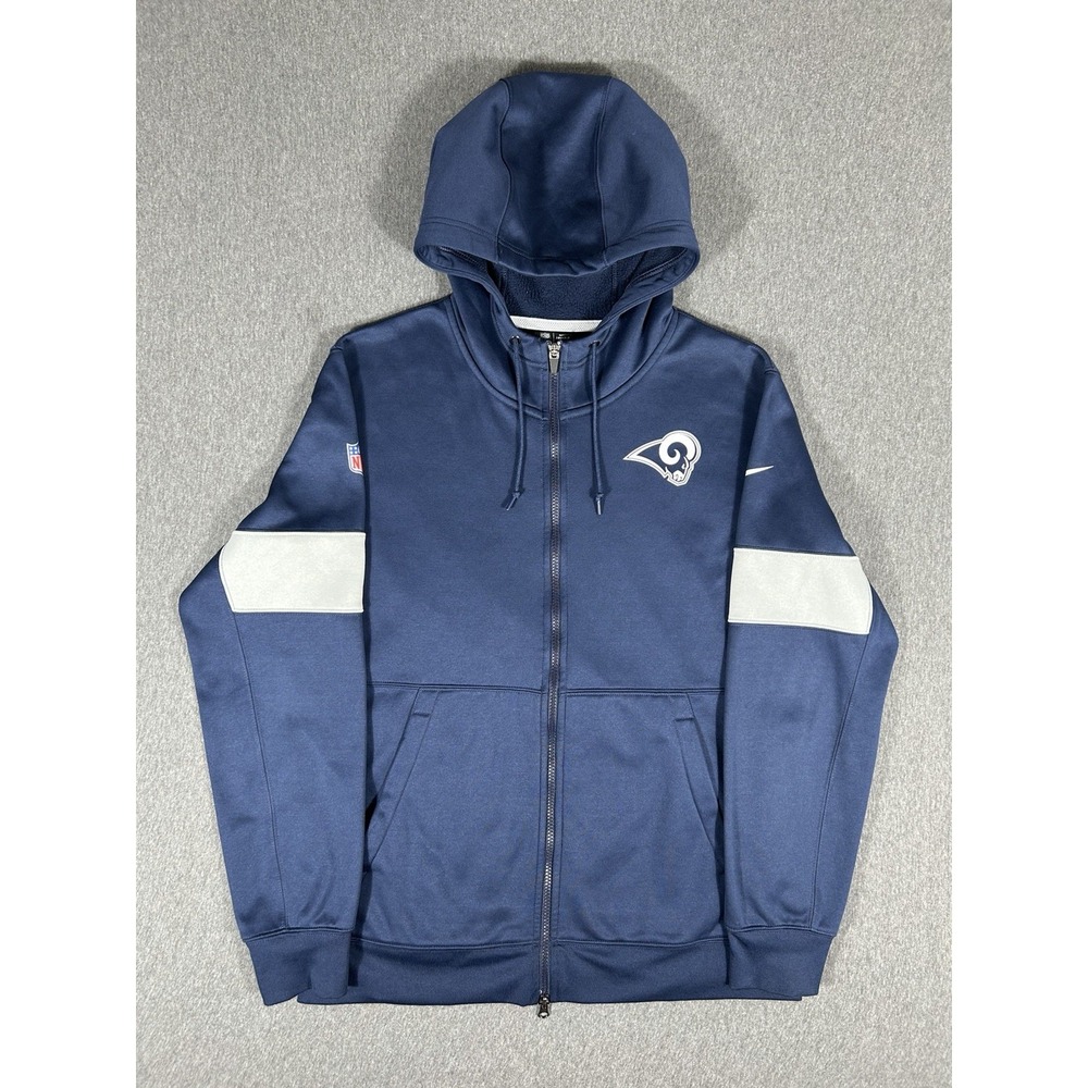 Nike NFL Los Angeles Rams Mens Navy‎ Full Zip Hoodie Dri-Fit On Field L